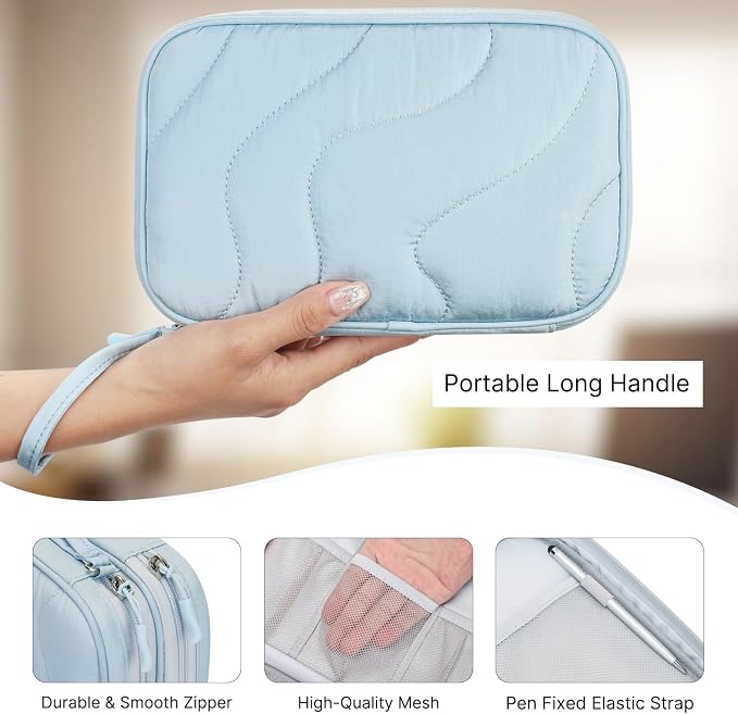 Skycase Tech Pouch - Lightweight Electronics Organizer Travel Case - Double Layers Cable Organizer - All-in-One Storage Bag for Charger, Cord, Phone, Flash Drive, Essentials - L