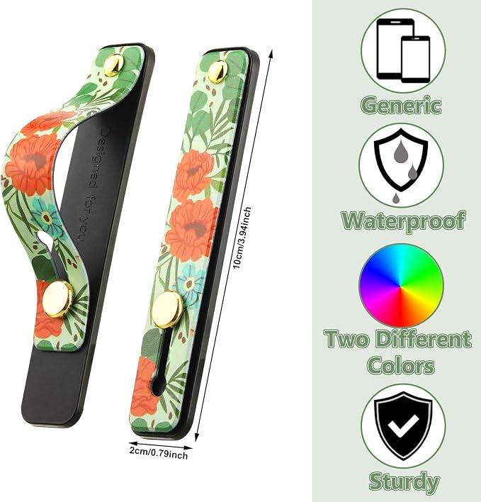 Weewooday 6 Pieces Phone Grip Holder Cell Phone Grip Strap Telescopic Finger Strap Stand Universal Finger Kickstand for Most Smartphones(Blossom)