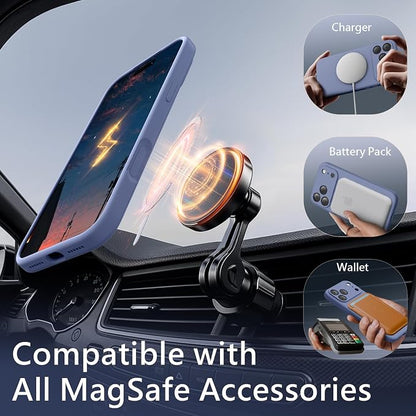 FireNova Magnetic for iPhone 17 Pro Case, Compatible with MagSafe, [Integrated Silicone Camera Control Button] [Camera Protection] Anti-Scratch Microfiber Lining Phone Case, 6.3", Lavender Gray
