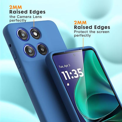 Case for Motorola Moto G Stylus 5G 2025, 2 Pack Tempered Glass Screen Protectors, Soft TPU Liquid Silicone Shockproof Gel Case-Blue