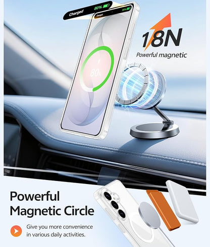 FNTCASE for Samsung Galaxy S26 Case: [Fit for Magsafe] [Screen Protector] Anti Yellowing Transparent Clear Military Grade - Shockproof Protective Phone Cover for Samsung S 26 - Clear