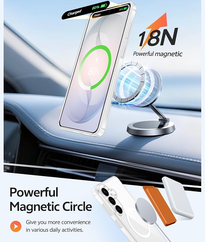 FNTCASE for Samsung Galaxy S26+ Plus Case: [Fit for Magsafe] [Screen Protector] Anti Yellowing Transparent Clear Military Grade - Shockproof Protective Phone Cover for Samsung S26 Plus - Clear