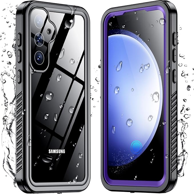 Temdan for Samsung Galaxy S23 FE Case Waterproof, [Military-Grade Drop Protection] [IP68 Underwater] Full Body Heavy Duty Rugged Shock-Proof Case for S23 FE 6.4''-Purple