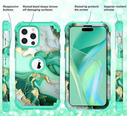 Hocase for iPhone 14 Pro Max Case, Heavy Duty Shockproof Protection Soft Silicone Rubber+Hard Plastic Bumpers Hybrid Protective Case for iPhone 14 Pro Max 2022 - Mint Green