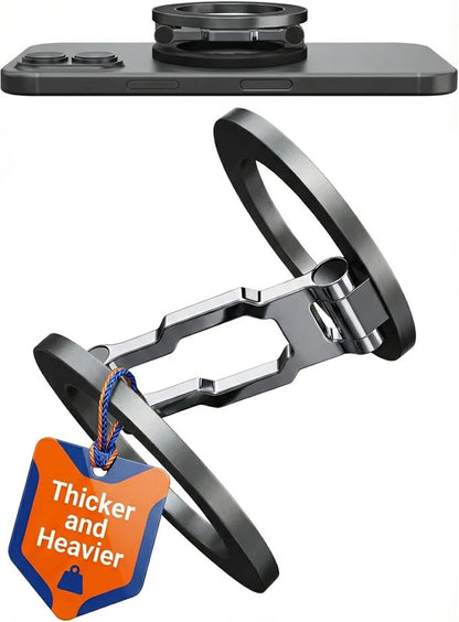 BLAUBECK Thick Gym Magnetic Phone Mount & Stand – Dual-Sided Strong Magnet Holder for MagSafe & Android – All Metal Zinc Alloy – Adjustable Kickstand – Attaches to Metal Surfaces – Not Pocket Size