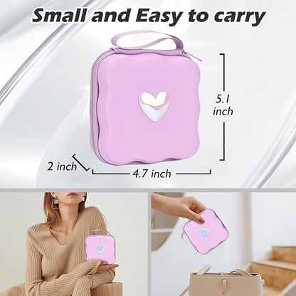 CameCosy DIY Phone Charger Case Storage Sets Cable Protector Earphone Wire Saver with Purple Wave Travel Storage Bag, Cable Charger Protector Cord Organizer for iPhone (Pearl Heart)