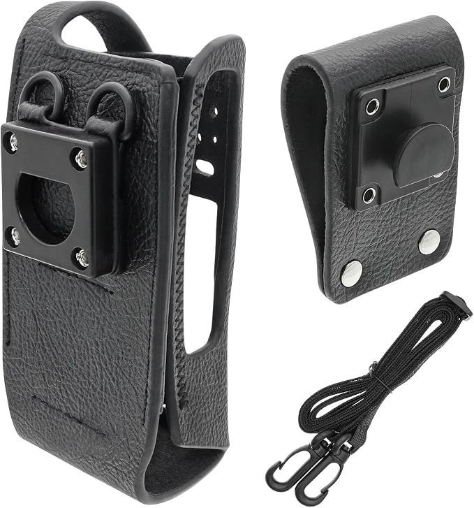 Two-Way Radio Case Leather Case with 3" Fixed Loop D-Ring for Motorola PMLN6099, PMLN6099A Black