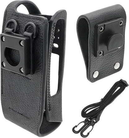 Two-Way Radio Case Leather Case with 3" Fixed Loop D-Ring for Motorola PMLN6099, PMLN6099A Black