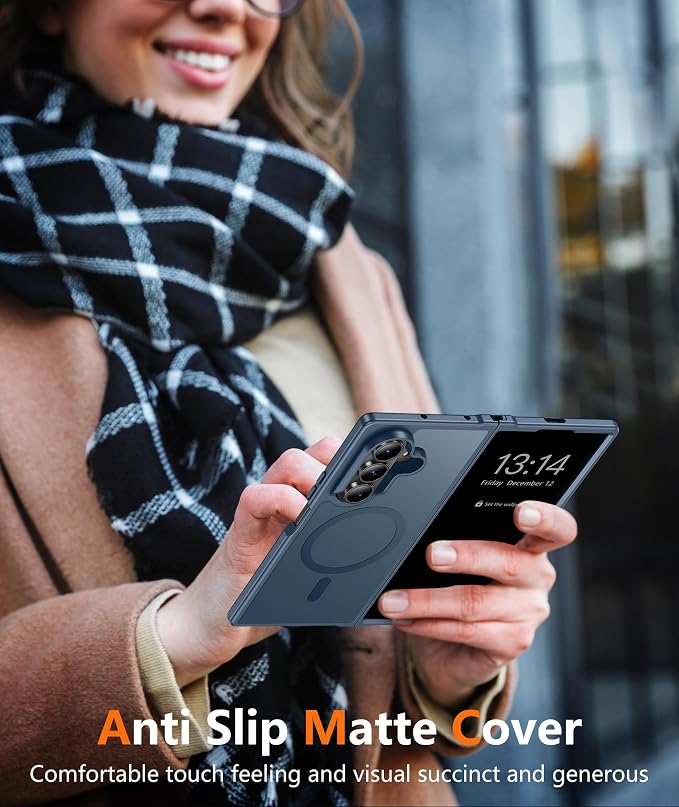 FNTCASE for Samsung Galaxy Z Fold7 Case: [Fit for Magsafe] [Screen Protector] Magnetic Translucent Matte, Military Grade Drop Protection, Shockproof Protective for Fold 7 Phone Cover (Blue 8.0 inch)