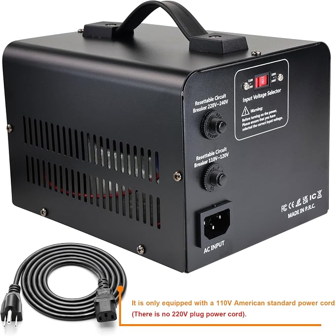1000W 110V to 220V EU Voltage Converter Transformer Step Up/Down Converter | 110/120 Volt - 220/230/240 Volt w/US Power Cord(NO 220V Power Cord) Yinleader