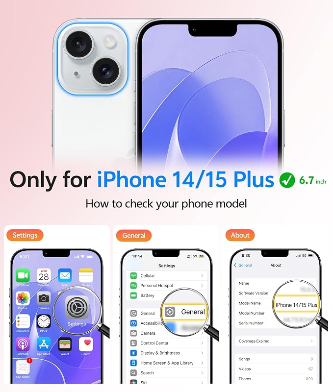 FNTCASE for iPhone 15 Plus Case: for iPhone 14 Plus Case Translucent Matte Military Grade Protective Phone Cover - Slim Anti-Slip Durable Shockproof Drop Protection Cases - Light Purple