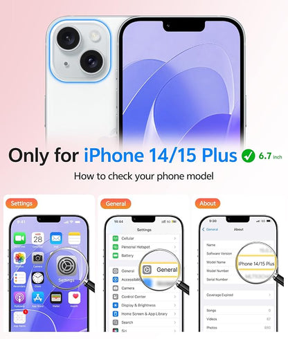 FNTCASE for iPhone 15 Plus Case: for iPhone 14 Plus Case Translucent Matte Military Grade Protective Phone Cover - Slim Anti-Slip Durable Shockproof Drop Protection Cases - Light Purple