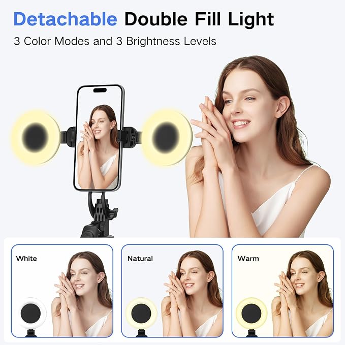Vlogging Kit for iPhone/Android, Metal Selfie Stick Tripod for iPhone with Light and Microphone,70 inch Tall Adjustable Phone Tripod for TikTok/YouTube Starter Content Creator Essentials Kit
