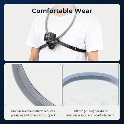 SMALLRIG Neck Mount for Action Camera with Adjustable Chest Strap, 2-Prong Interface Chest Mount for GoPro Hero 13/12/11/10/9, for DJI Osmo 360/Nano/Action 6/5 pro/4/3, for Insta360 Ace Pro 2-5596