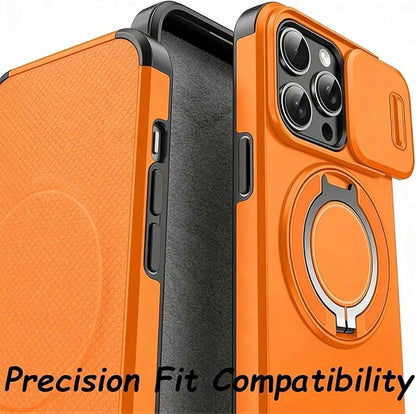 2026 New Case with Slide Camera Cover & 360° Rotatable Ring Kickstand, Free Tempered Glass Screen Protector for iPhone 11-17 Series (14,Blue)