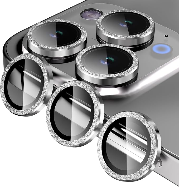 Jeluse Camera Lens Protector for iPhone 17 Pro Max/17 Pro/16 Pro Max/16 Pro/15 Pro Max/15 Pro/14 Pro Max/14 Pro, 9H Tempered Glass Screen Protector Cover Alignment Kit Metal Individual Ring