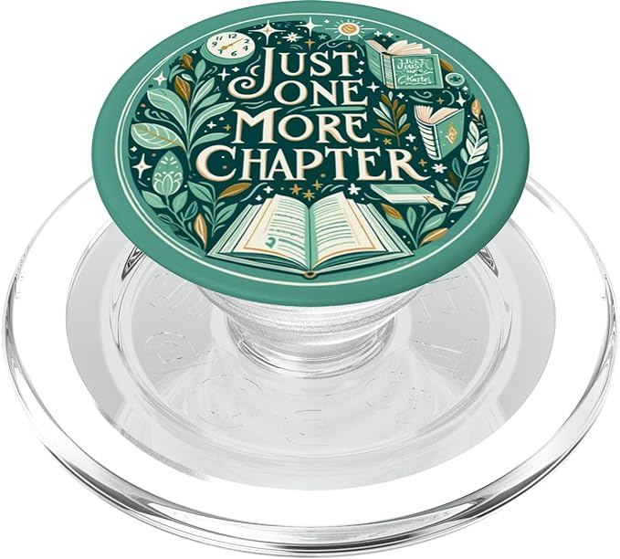 Just One More Chapter Bookish Reading Green Teal Book Lover PopSockets PopGrip for MagSafe