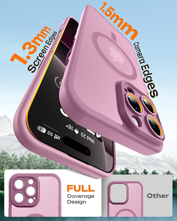 TOCOL for Phone 16 Pro Case, Compatible with Magsafe Charger, Full Camera Protection, Drop Protection, Translucent Matte Phone Case for iPhone 16 Pro 6.3 inch (Lilac Purple)