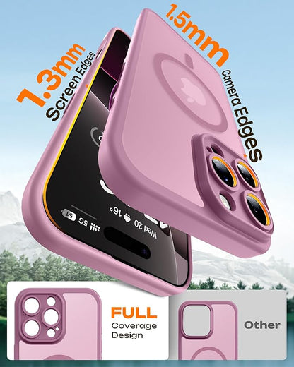 TOCOL for Phone 16 Pro Max Case, Compatible with Magsafe Charger, Full Camera Protection, Drop Protection, Translucent Matte Phone Case for iPhone 16 Pro Max 6.9 inch (LilacPurple)