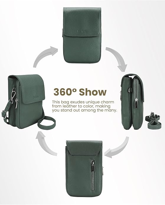 befen Genuine Leather Small Crossbody Bags for Women, Cell Phone Cross body Purse Bag with RFID Blocking Card Slots