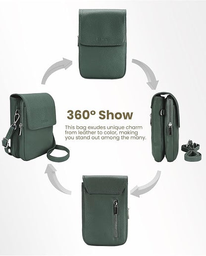 befen Genuine Leather Small Crossbody Bags for Women, Cell Phone Cross body Purse Bag with RFID Blocking Card Slots