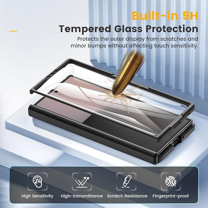 Caka Magnetic for Samsung Galaxy Z Fold 8 Ultra Case with Hinge Protection | Compatible with MagSafe, Built-in Outer Screen Protector, Hinge Guard, Translucent Matte Back, 360° Hybrid Drop Defense