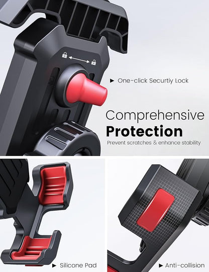 Pnitri 2025 New Upgraded Bike Phone Holder Handlebar - 1S Quick Install, Motorcycle Phone Mount, Bicycle Phone Holder fit Large Phone Case for iPhone Samsung, Dirt Scooter Mini Bike Accessories