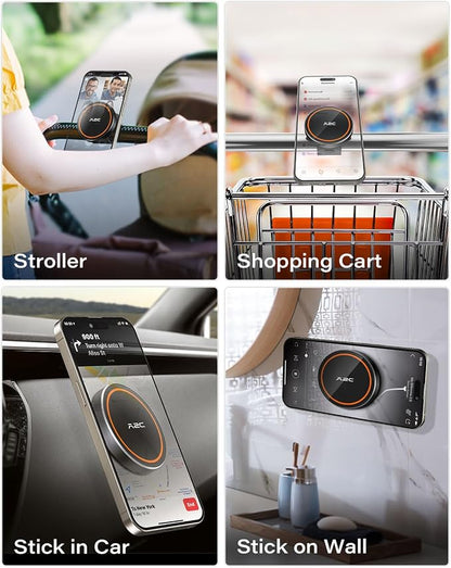 A2C Gym Fitness Phone Mount for MagSafe - 17 N54 Strong Magnets Stable and Secure Phone Mount with Adjustable Strap, 3-in-1 Mount for Gym Equipment, Stroller, Treadmill, Peloton Exercise Bikes