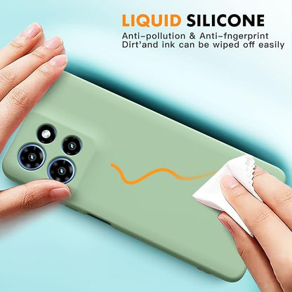 for Motorola Moto G 2025 Case, 2 Pack Tempered Glass Screen Protectors, Soft TPU Liquid Silicone Shockproof Gel Case-Matcha Green