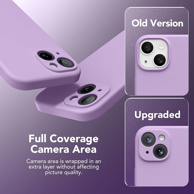 Magnetic for iPhone 15 Case, Compatible with MagSafe, [Screen Protector + Full Camera Protection], Silicone Shockproof Anti-Scratch Protective Phone Case for iPhone 15 6.1", Light Purple
