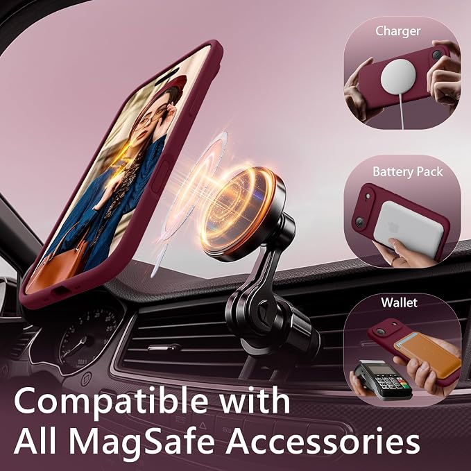 FireNova Magnetic for iPhone Air Case, Compatible with MagSafe, [Integrated Silicone Camera Control Button] [Camera Protection] Microfiber Lining Phone Case for iPhone 17 Air, 6.5", Plum