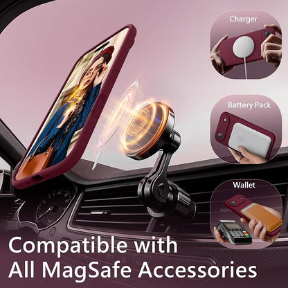 FireNova Magnetic for iPhone Air Case, Compatible with MagSafe, [Integrated Silicone Camera Control Button] [Camera Protection] Microfiber Lining Phone Case for iPhone 17 Air, 6.5", Plum