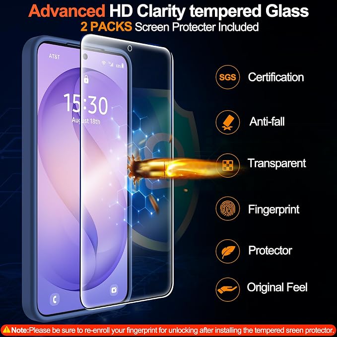MOZOTER for Samsung Galaxy S26 Plus Case with Magnetic,[Compatible with MagSafe][12Ft Military Dropproof][2*Screen Protector] Translucent Anti-Slip Back Slim Shockproof Case for S26 Plus-Blue