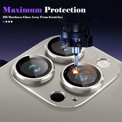 Camera Lens Protector for iPhone 16 Pro/iPhone 16 Pro Max Camera Lens Protector [Strong Adsorption] [Not Easy to Break] Metal Tempered Glass Rear Camera Screen Cover - Titanium Gray