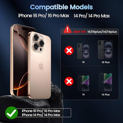 CACOE Camera Lens Protector for iPhone 14 Pro/14 Pro Max/16 Pro/16 Pro Max - Metal Frame Tempered Glass Cover, [Anti-Scratch] [Drop-Proof][Strong-Adhesion] Camera Screen Cover(Desert Gold)