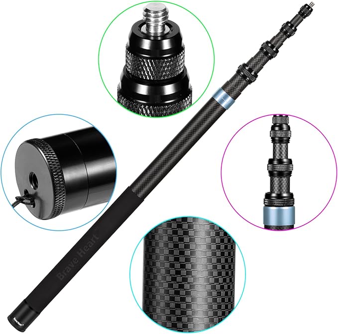118"/3m, 9.8ft Extended Super Long Invisible Carbon Fiber Selfie Stick for Insta360 x5 Insta 360 x5 X4 X3 ONE X2, R, X, GO 3S 3 2 Action 360 Camera Accessories (17 to 118") (Blue)