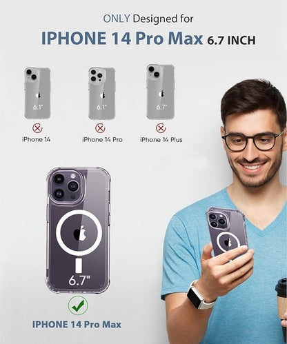 Compatible with iPhone 14 Pro Max Case Clear, Built-in Screen Protector, with Camera Lens Protector, [Compatible with MagSafe] Full Body Phone Case, Protective Cover for 14 ProMax 6.7" (Clear)