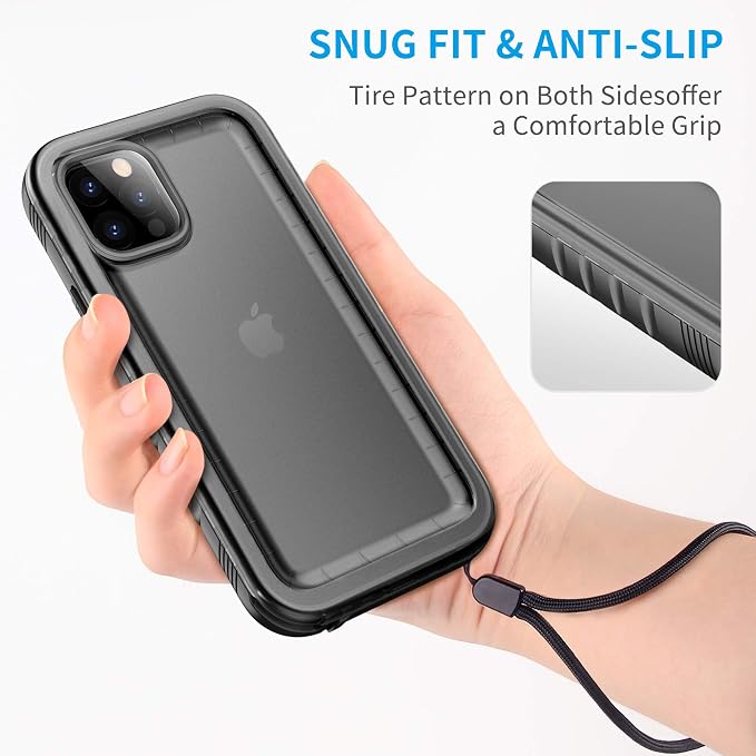 Cozycase Compatible with iPhone 12 Pro Max Case Waterproof, Built-in Screen Protector, Full Body Protective Cover, Shockproof Waterproof Case for iPhone 12 Pro Max 6.7 inch 2020 (Black)