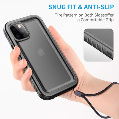 Cozycase Compatible with iPhone 12 Pro Max Case Waterproof, Built-in Screen Protector, Full Body Protective Cover, Shockproof Waterproof Case for iPhone 12 Pro Max 6.7 inch 2020 (Black)