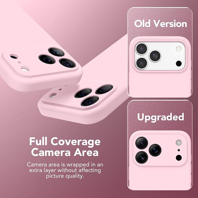 Magnetic for iPhone 17 Pro Case, Compatible with MagSafe, [Full Camera Protection][Screen Protector] Silicone Shockproof Protective Phone Case for iPhone 17 Pro 6.3", Chalk Pink
