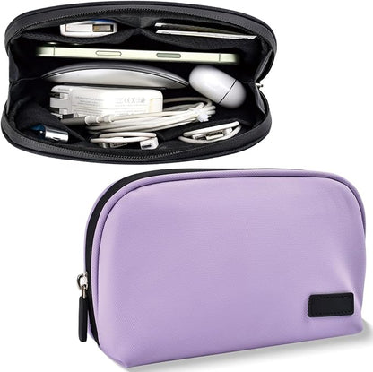 CAAORDKSO Electronics Organizer Travel Case, Waterproof Cable Organizer Bag, Tech Pouch Accessories Carry Case, Travel Essentials for Cord, Cable, Charger, Phone, Power Bank, SD Card, Earphone, Purple