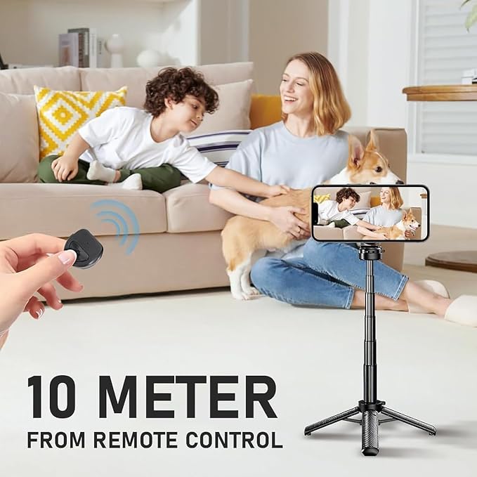 4-in-1 Multifunctional Magnetic Selfie Stick,360° Rotation Phone Tripod, Wireless Remote. Portable Extendable Mag Tripod,for Video Recording & Vlog. Portable Pocket Size for iPhone & Android
