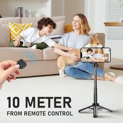 4-in-1 Multifunctional Magnetic Selfie Stick,360° Rotation Phone Tripod, Wireless Remote. Portable Extendable Mag Tripod,for Video Recording & Vlog. Portable Pocket Size for iPhone & Android