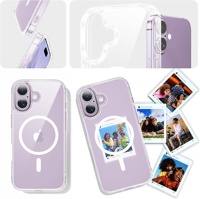 3 in 1 for iPhone 17 Case Clear,Fits MagSafe, Not Yellowing, Screen Protector*1 Camera Lens Protector*1, Military-Grade Protection for Phone Cover 6.3 inch