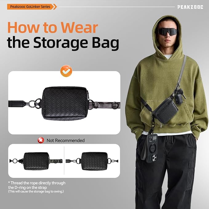 Phone Lanyard Crossbody, Clip and Go Phone Strap Crossbody, Adjustable Cell Phone Strap with Detachable Pouch for All Smartphones, Gray