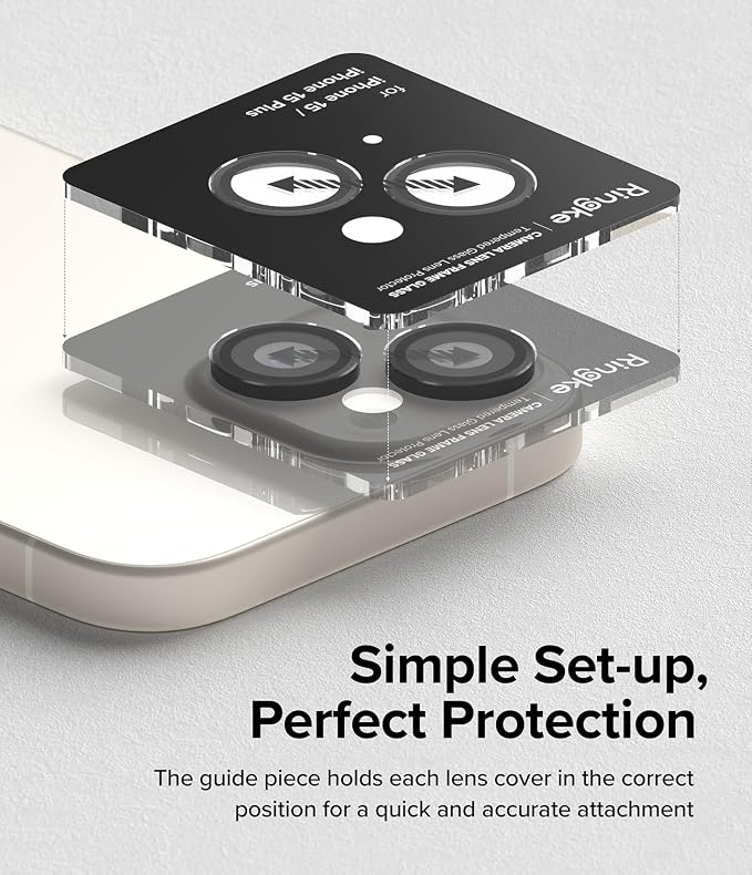 Ringke Camera Lens Frame Glass [Individual Lens Covers] Compatible with iPhone 15 Camera Lens Protector and iPhone 15 Plus Camera Lens Protector, Tempered Glass and Aluminum Alloy Frames - Black