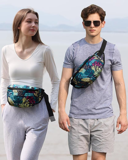 WATERFLY Running Belt Fanny Pack: Runner Marathon Jogging Waist Pack Sport Workout Exercise Fitness Phone Holder Belt for Men Women Jogger Slim Waistband Black