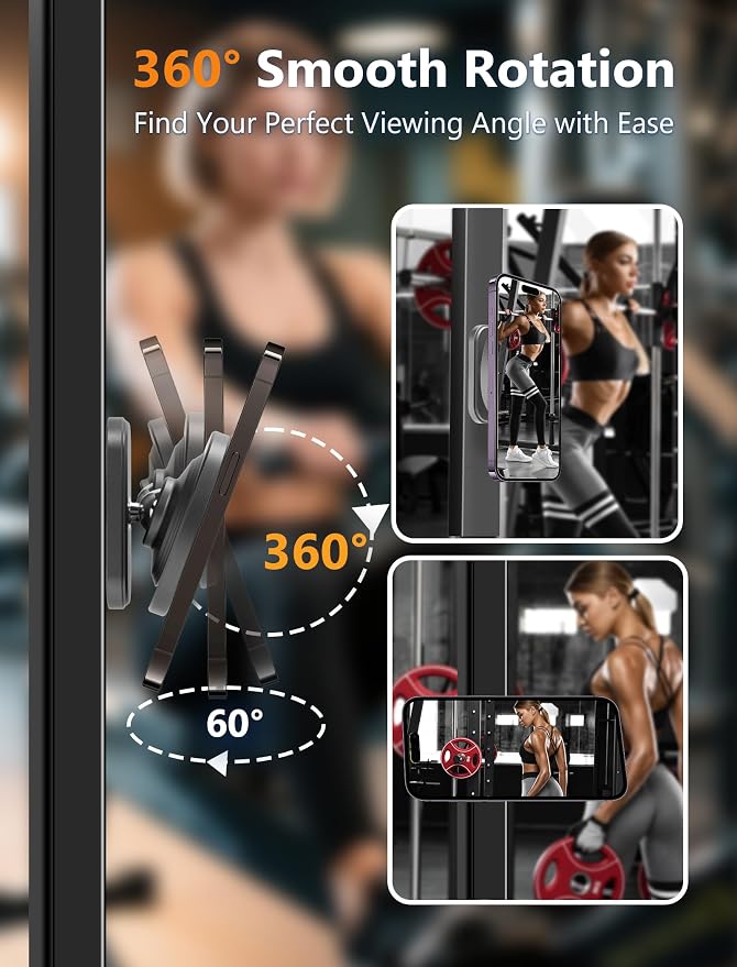 Aluminum Alloy Magnetic Phone Holder for Gym with N52 Magnets, Gym Accessories Compatible with MagSafe iPhone 17 Pro Max Plus 16 15 14 13 12, Home Gym Accessories, Gym Gifts for Men
