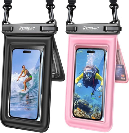 [Up to 8.5''] Floating Waterproof Phone Pouch 2 Pack, IPX8 Double Space Waterproof Phone Case with Lanyard for iPhone 17 16 15 Pro Max, Galaxy S26 Ultra, Cellphone Dry Bag Beach Cruise Ship Essentials