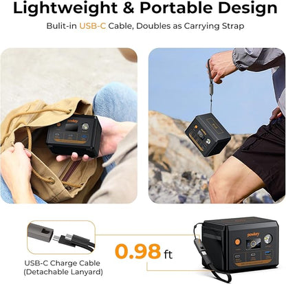 powkey Laptop Power Station 100W Portable Charger PD 3.0 Fast Charging 96Wh LiFePO4 Power Bank with USB-C Cable,Battery Backup for Laptop Phone Travel Camping Office Emergency Home